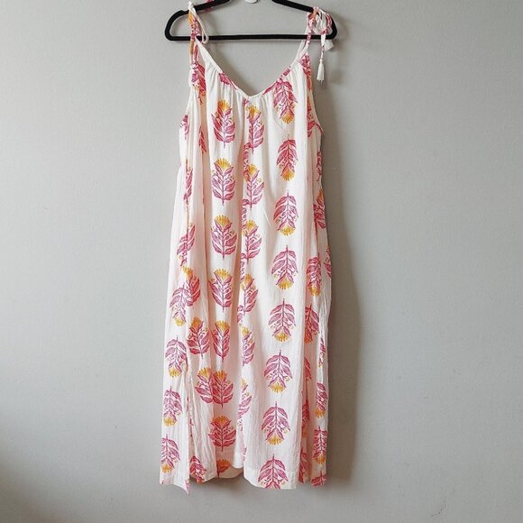 Old Navy Tie Shoulder Floral Sleeveless Maxi Swing Dress Medium Pockets Flowy - Picture 3 of 12